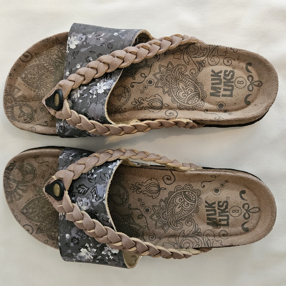 Muk Luks Floral Sandals with Braided Strap